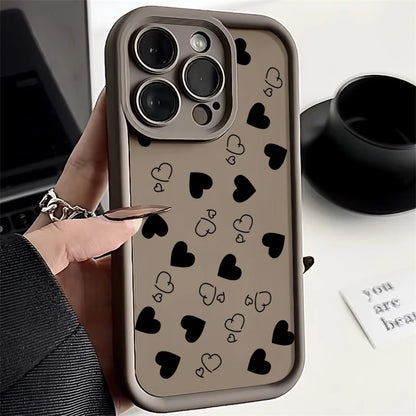 Coque de téléphone matte souple antichoc avec motif cœur