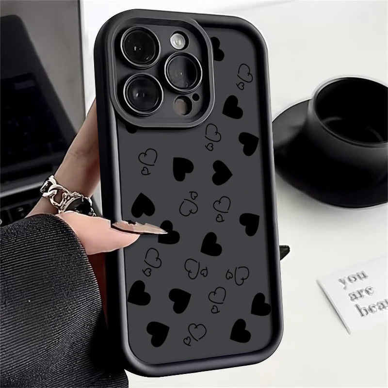 Soft Shockproof Matte Phone Case with Heart Pattern