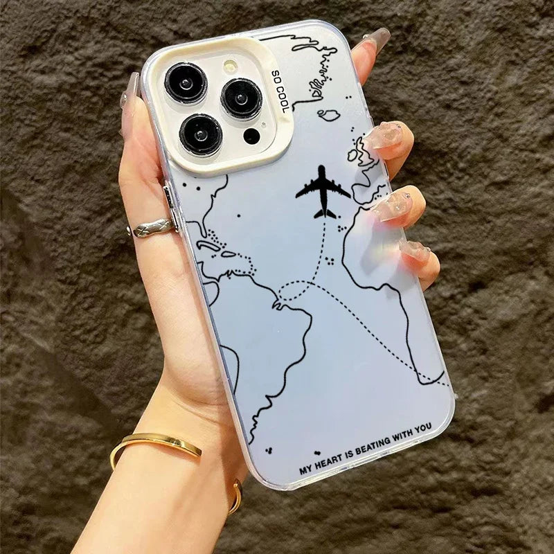 Coque de téléphone inspirée du voyage avec design de trajectoire d’avion