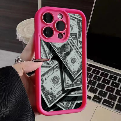 Coque en silicone noir avec design billet de banque