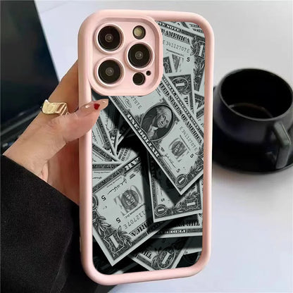 Coque en silicone noir avec design billet de banque