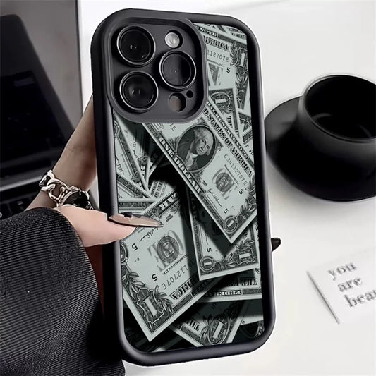 Black silicone case with banknote design