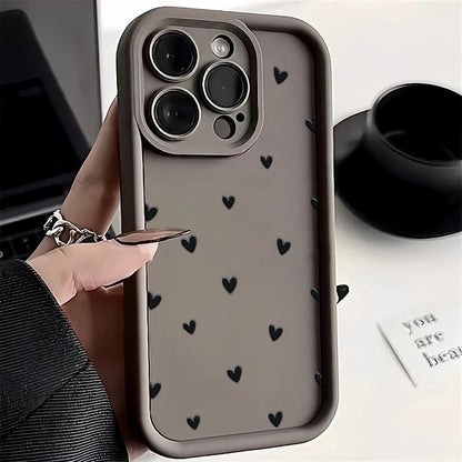 Soft Shockproof Matte Phone Case with Heart Pattern