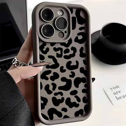 Coque de téléphone avec motif imprimé léopard noir