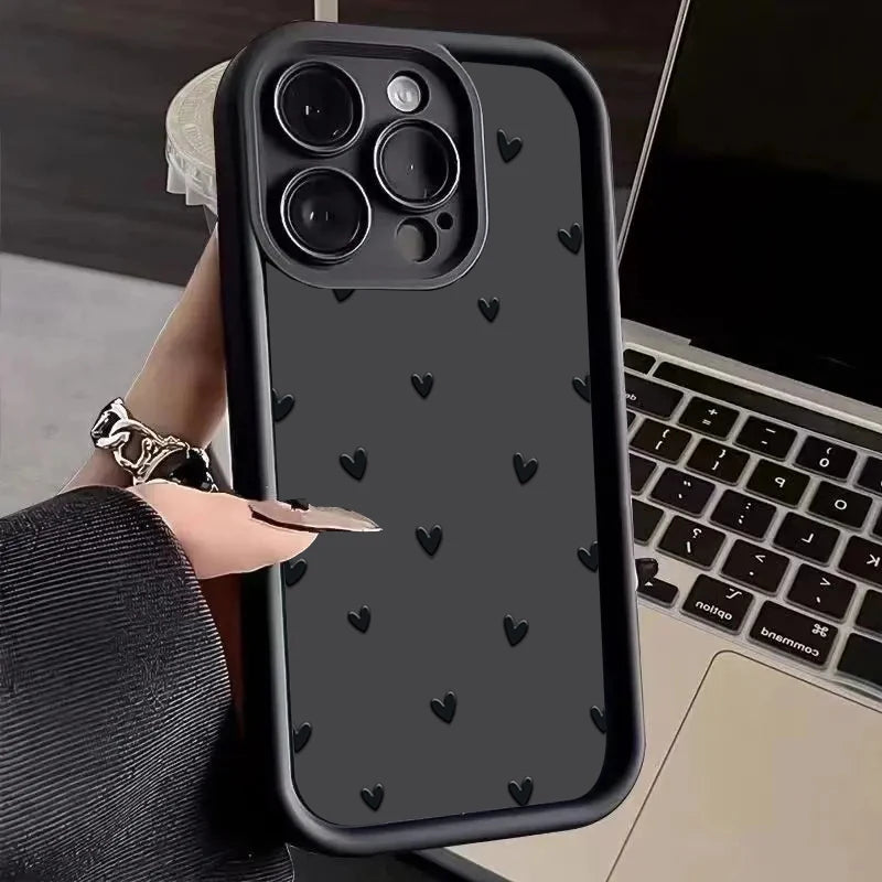 Soft Shockproof Matte Phone Case with Heart Pattern