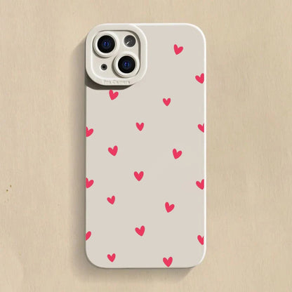 Black phone case with heart pattern.