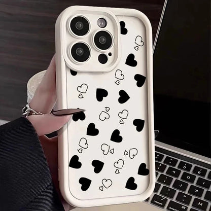 Soft Shockproof Matte Phone Case with Heart Pattern